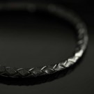 Alexander - Armbånd i stål og sort skinn thumbnail