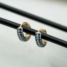 Pan Jewelry - Øreringer i forgylt sølv med blå zirkonia thumbnail