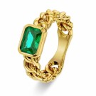 Pan Jewelry - Ring i forgylt sølv med grønn zirkonia thumbnail
