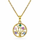 Pan Jewelry - Livets Tre Smykke i sølv med farget zirkonia thumbnail
