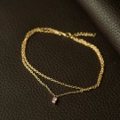 Pan Jewelry - Ankelkjede i forgylt sølv med rosa zirkonia thumbnail