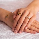 Pan Jewelry - GLAM Ring i forgylt sølv med gylne stener thumbnail