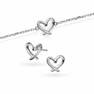 Pan Jewelry - Hjertestrek Armbånd og øredobber i sølv thumbnail