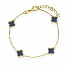 Pan Jewelry - Kløver Armbånd i forgylt sølv med havblå lapis thumbnail
