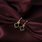 Pan Jewelry - Kløver Øreringer i forgylt sølv med sort sten thumbnail