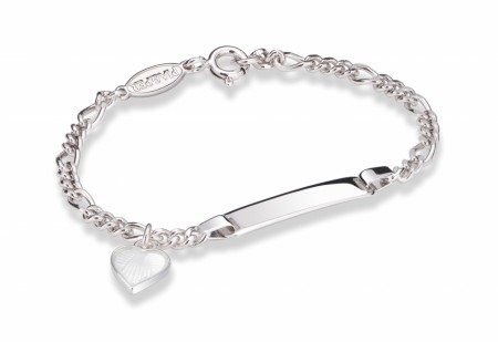 Pia & Per - ID-armbånd i sølv, Hvitt hjerte