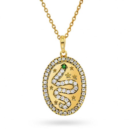 Pan Jewelry - Smykke i forgylt sølv med zirkonia og slange