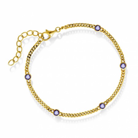 Pan Jewelry - Armbånd i forgylt sølv med lilla zirkonia