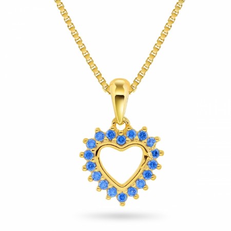 Pia & Per - Smykke i sølv med hjerte og blå zirkonia