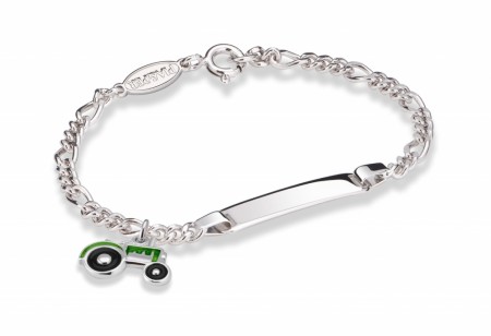 Pia & Per - ID-armbånd i sølv, Grønn Traktor