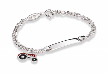 Pia & Per - ID-armbånd i sølv, Rød Traktor