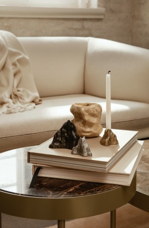 Ferm Living Stone Candle Holder - Small, Messing