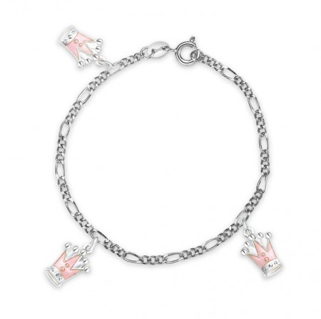 Pia & Per - Armbånd i sølv, Rosa prinsessekroner