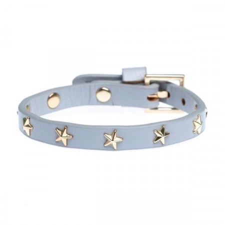 Dark Department - Leather Star Stud Bracelet Mini, Light Grey