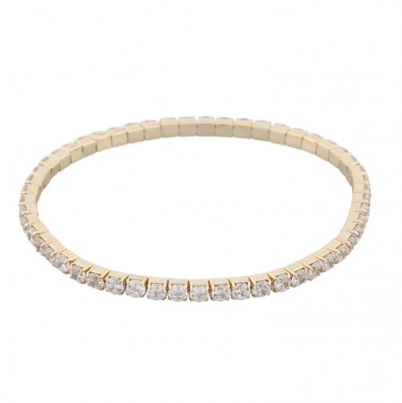 Snö of Sweden - Meadow Elastisk Armbånd i forgylt messing med zirkonia