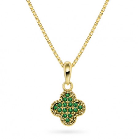 Pan Jewelry - Kløver smykke i sølv med grønn zirkonia