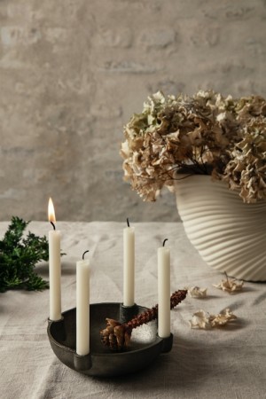 Ferm Living Bowl Candle Holder - Black Brass