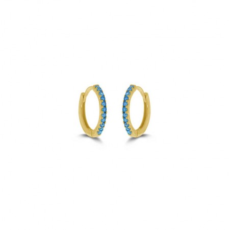 Pan Jewelry - Forgylte øreringer i sølv med blå zirkonia, 11 mm