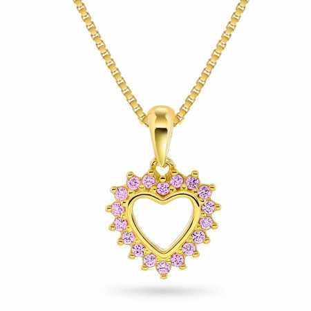 Pia & Per - Smykke i sølv med hjerte og rosa zirkonia