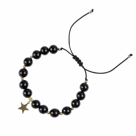 Dark ARMBÅND 8 MM BLANK SVART W/GOLD