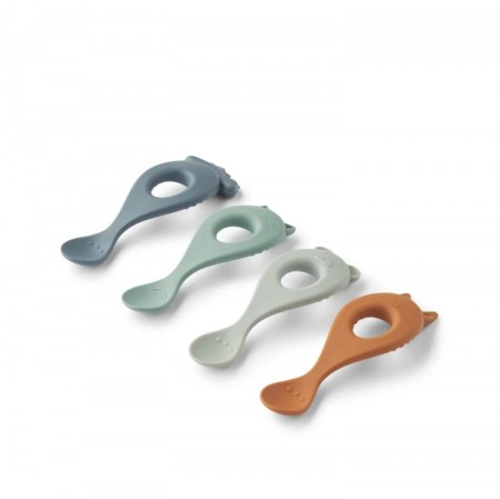 Liewood - Liva Spiseskjeer 4stk, Whale Blue Multi Mix