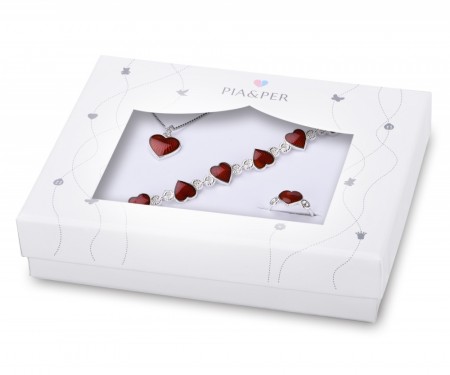 Pia & Per - Smykkesett, Røde hjerter