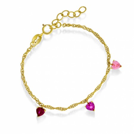 Prins & Prinsesse - Armbånd i forgylt sølv med rosa zirkonia