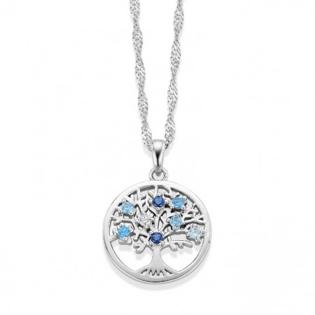 Gulldia - Smykke i sølv med blå zirkonia, livets tre