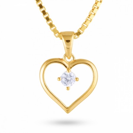 Pia & Per - Smykke i gull med hjerte og zirkonia