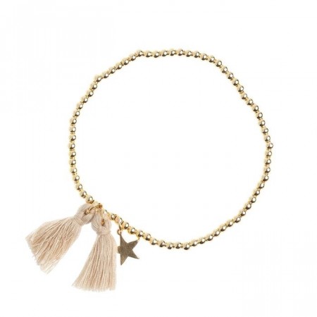 Dark armeband w/Tassel Sand 3 mm