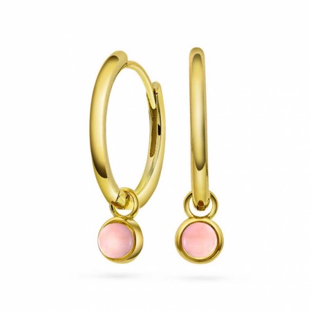 Sandra Lyng x Pan Jewelry - Øreringer i forgylt sølv med rosa opal, KJÆRLIGHET