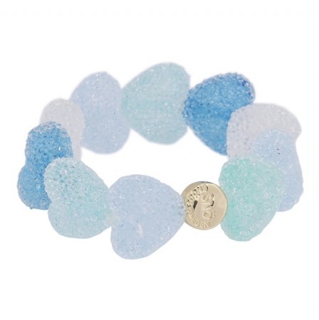 Snö of Sweden - Sugar Hearts Elastisk Armbånd, Mix Light Blue