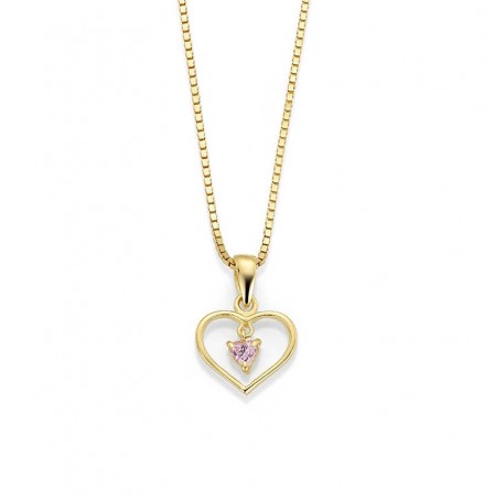 Gulldia - Smykke i sølv med hjerte og rosa zirkonia